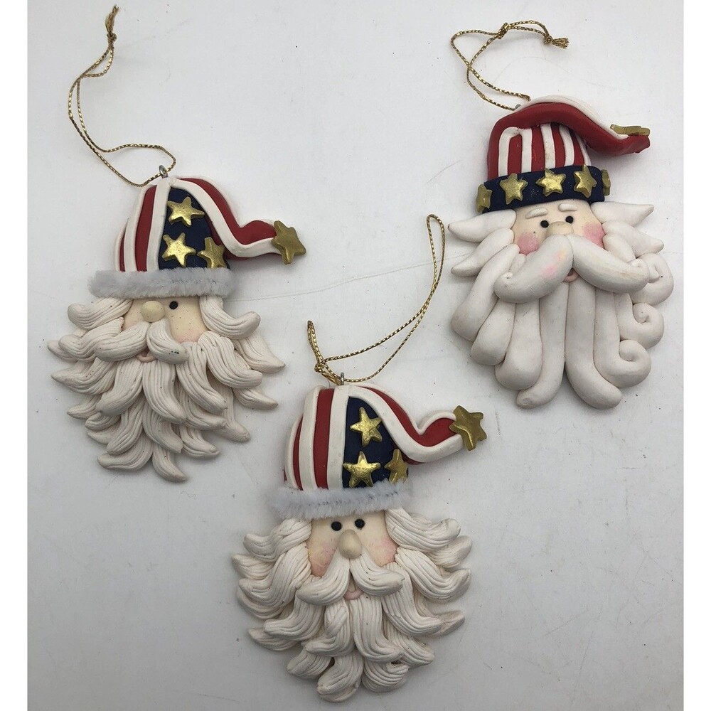 Papel Giftware 4” Santa Christmas Ornament Set of 3 Patriotic ￼￼Independence ￼